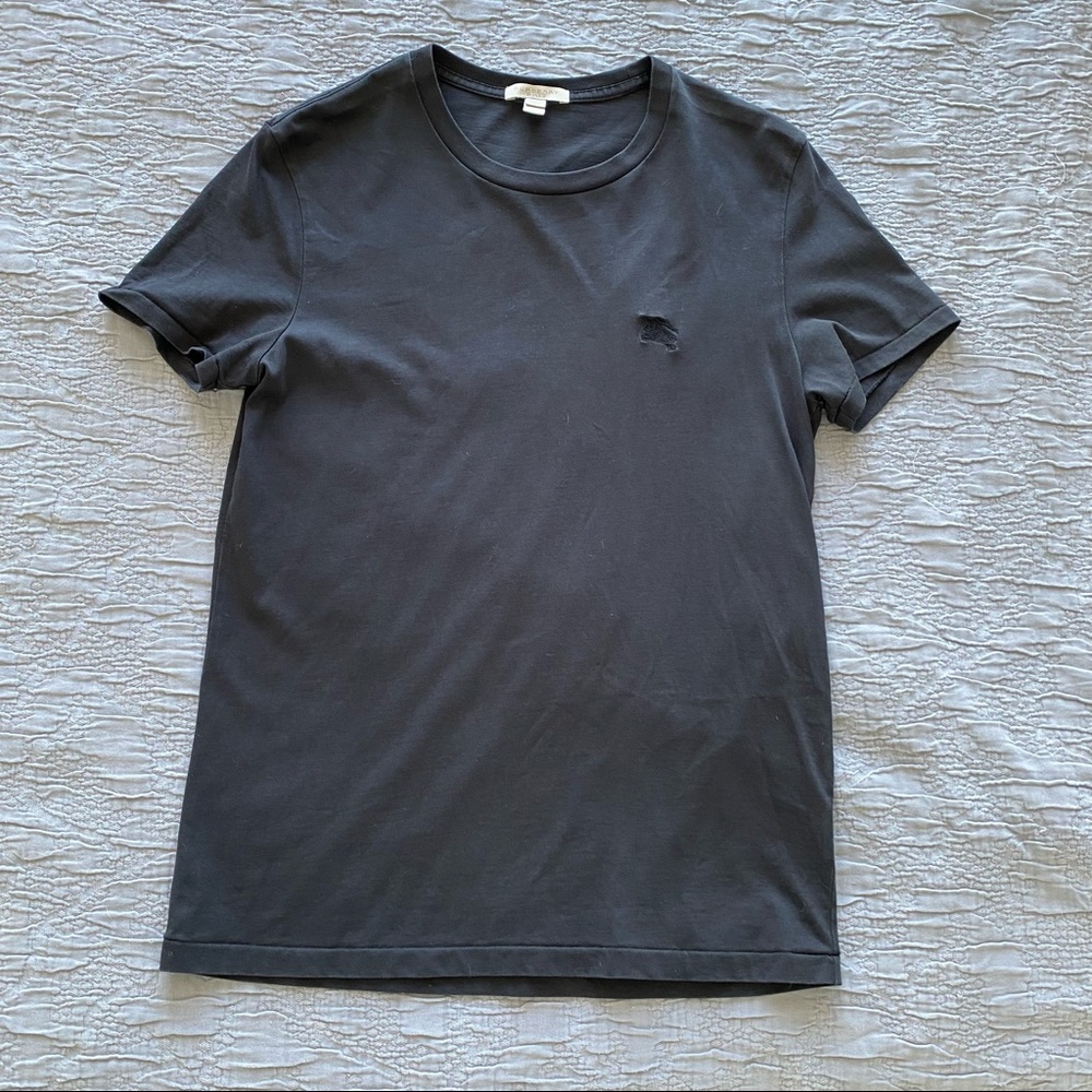 Burberry Brit men logo crewneck cotton t-shirt, size S, black with black logo